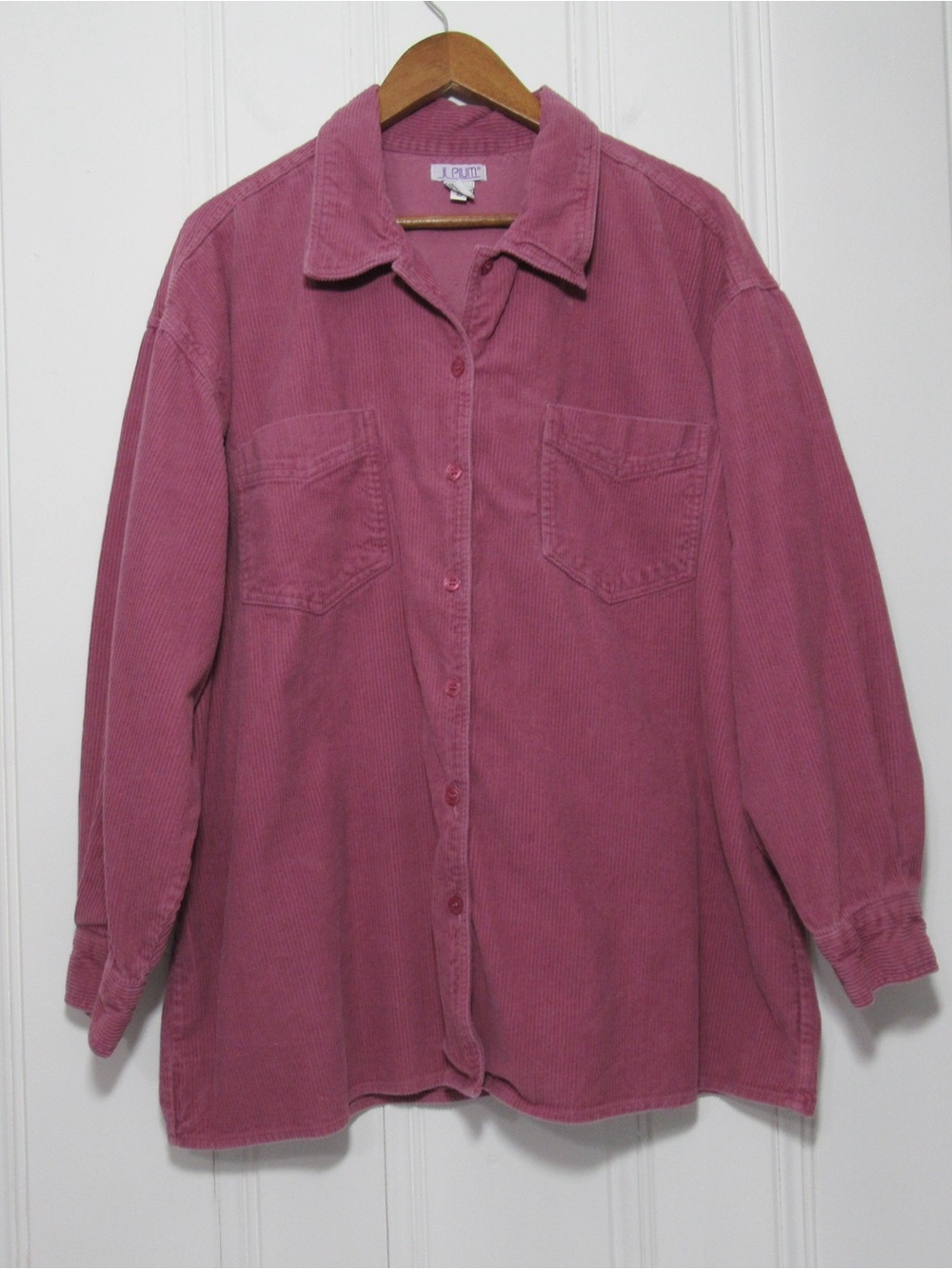 JL Plum Pink Corduroy Layering
Button Front Shirt Size XL